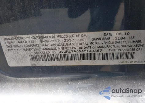 2010 Volkswagen Jetta Tdi from USA, damaged, VIN 3VWRL7AJ5AM143357